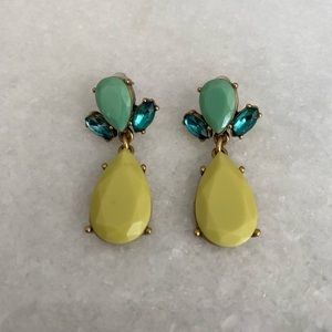 J Crew Turquoise and Yellow Statement Earrings